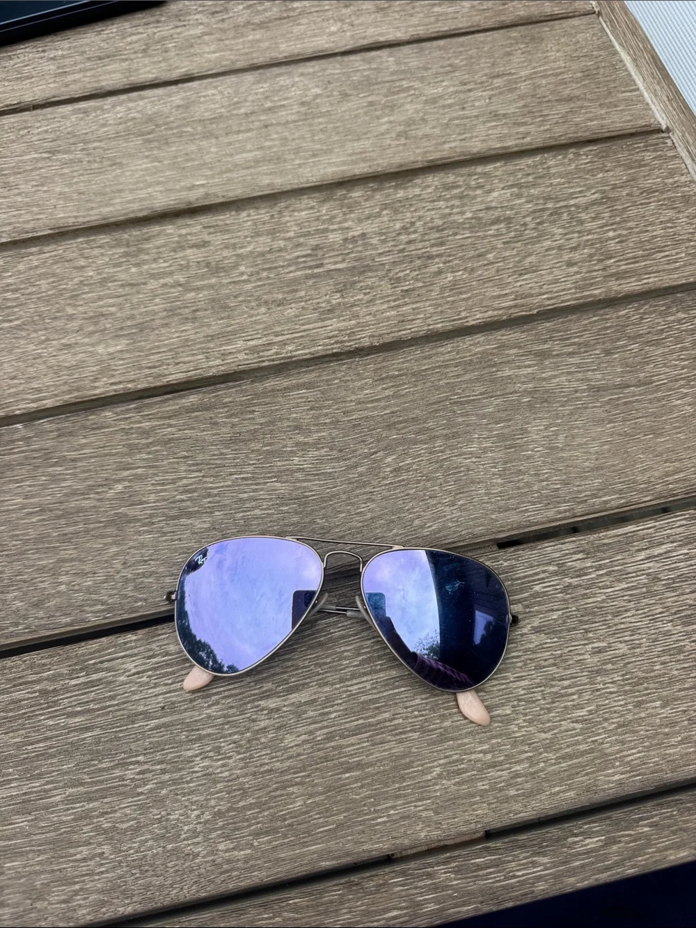 Ray-Ban Women’s Aviator Sunglasses with Mirrored Purple Lenses and Silver Frame